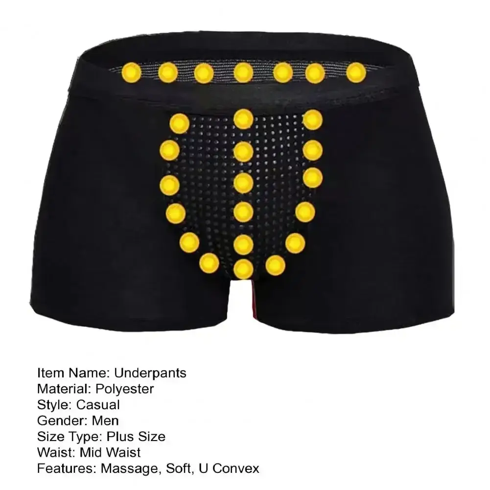 Men Boxers Sweat Absorption U Convex Magnetic Physiological Underwear Massage Solid Color Plus Size Men Underpants Inner Wear Cl — image 10