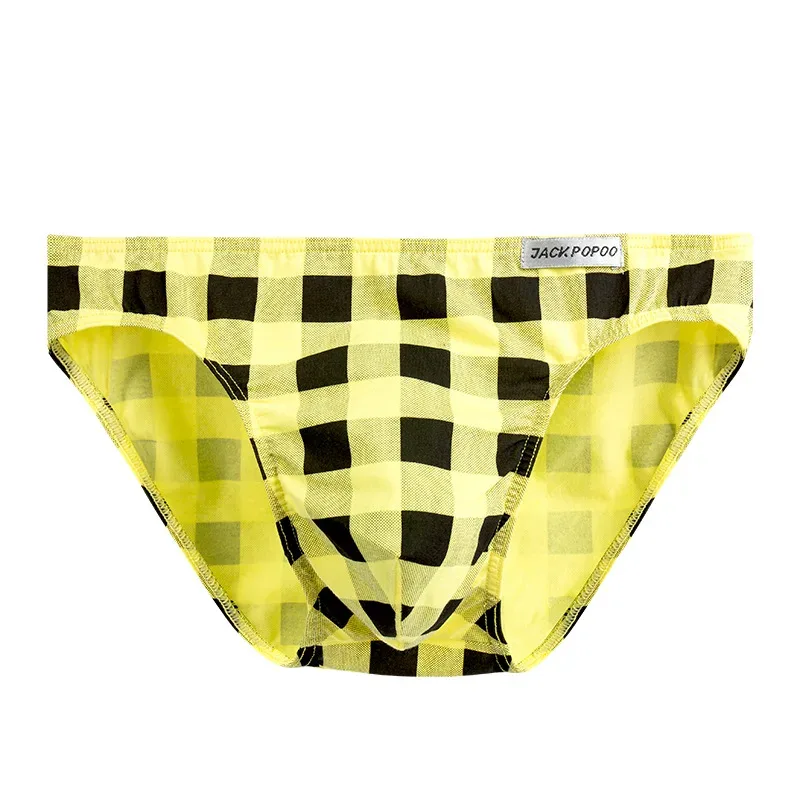 Fashion Plaid Underwear Cotton Soft Elastic Men Briefs Breathable Comfortable Youth Underpants Mens Sexy U Bulge Pouch Panties — image 30