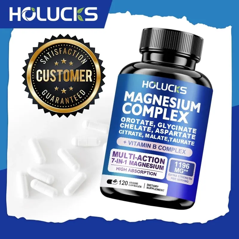 Buy 1 Get 1 Free! Magnesium Complex Supplement with Vitamin B6 & Vitamin C for Sleep Stress Relief & Muscle Strong Nerves