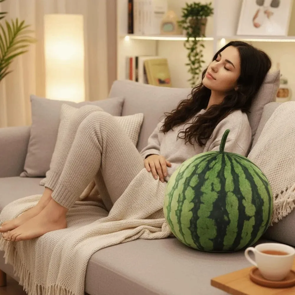 Soft Cotton Watermelon Plush Toy Round Oval Shape 3D Simulation Watermelon Stuffed Pillow Lifelike Funny Design — image 8