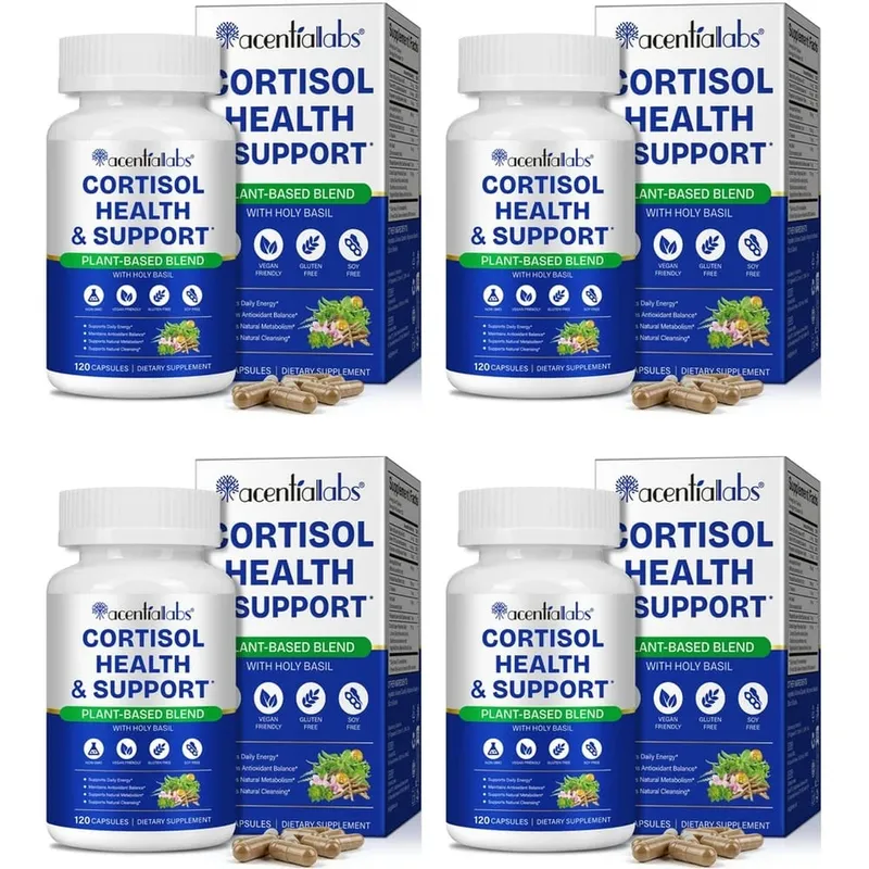 AcentiaLabs Cortisol Health & Support Capsules with Holy Basil Ashwagandha and Magnesium for Calm Stress Balance 120 Capsules — image 10