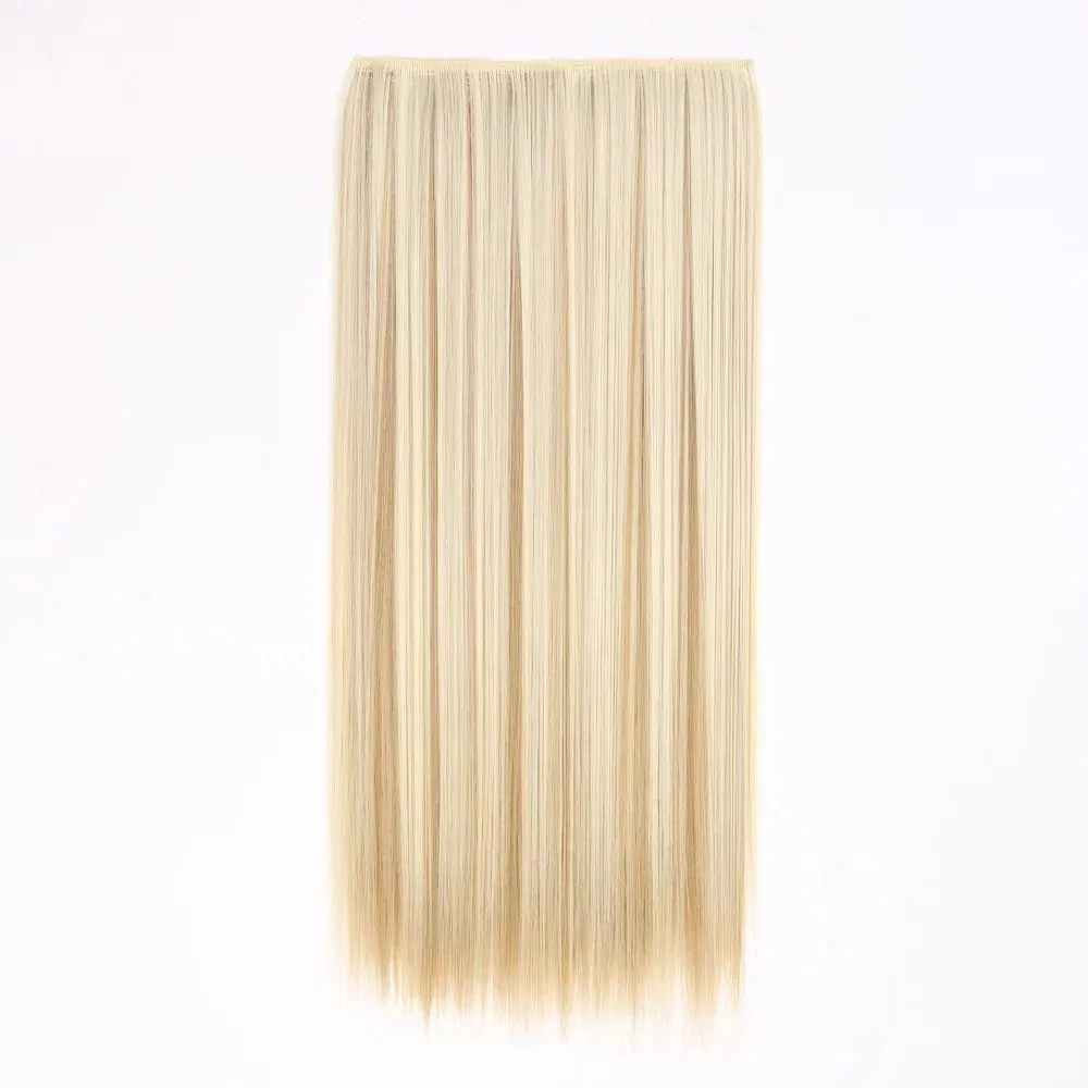 Synthetic Natural Synthetic Hair Extensions 5 Clip In Artificial Fake Ombre Blonde Brown Black Pink Straight False Hair Piece — image 42