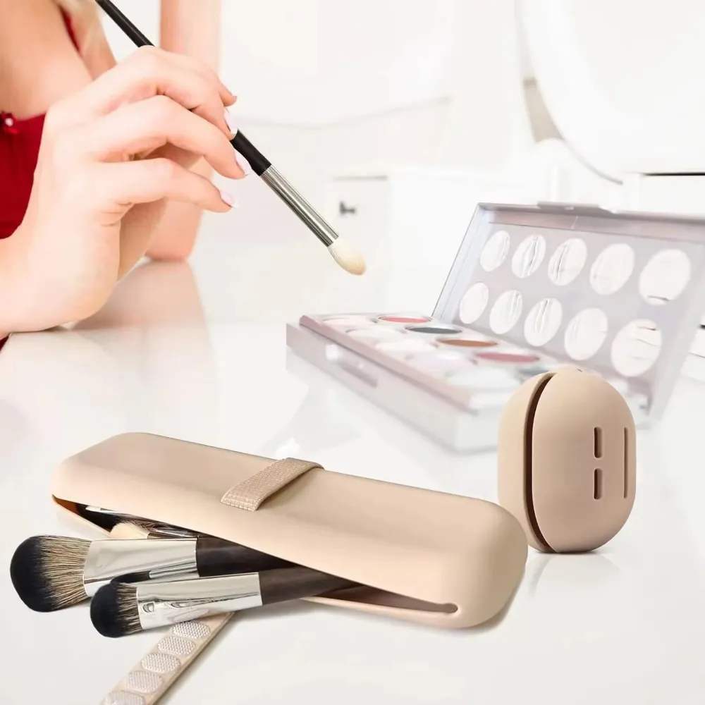 Travel Makeup Brush Holder Silicone Cosmetic Brushes Bag Makeup Sponge Case Portable Waterproof Makeup Tools for Women Girls — image 1