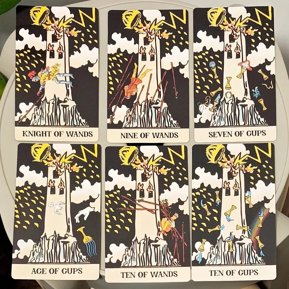 Bộ bài Tarot Takeover Tower 12*7cm trong hộp cứng cáp Bộ bài Tarot 79 lá độc đáo để chuyển đổi & giải phóng Hai mặt nổi — image 6