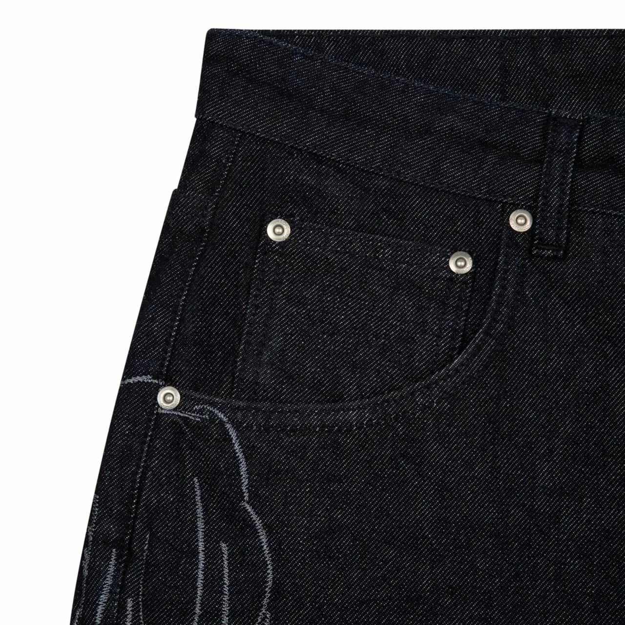 Black Winged Angel Skull Embroidered Baggy Denim Jeans Men Y2K Streetwear Vintage Oversized Cotton Casual Hip Hop Fashion Pants — image 10