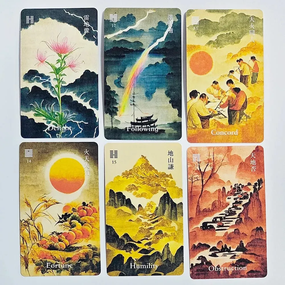 10.3*6cm I-Ching Oracle Deck64 Cards Traditional Ink Art Style Chinese Divination Tool for Spiritual Guidance and Meditation — image 1