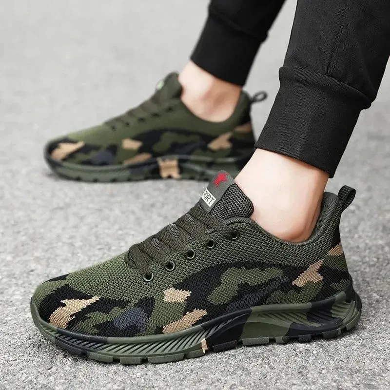 Mesh Camouflage Sports Shoes Men's Durable Casual Shoes Men's Anti Slip Tennis Outdoor Hiking Lightweight Flat Shoes Sneakers — image 3