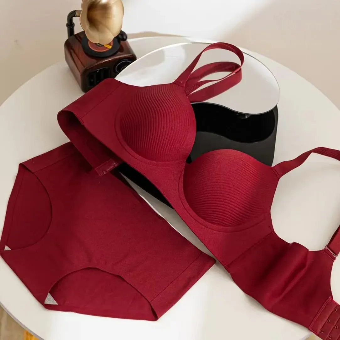 Sexy Red Push up Bra Set for Small Breasts Anti-Sagging Comfortable Breathable Wedding Lingerie Set without Underwire — image 6