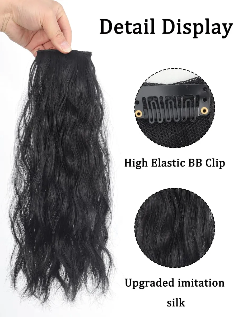 Women Water Wave Extensions Clip In Hair Extensions Invisible Synthetic Wig Piece Suitable Thinning Hair Increase Hair Volume