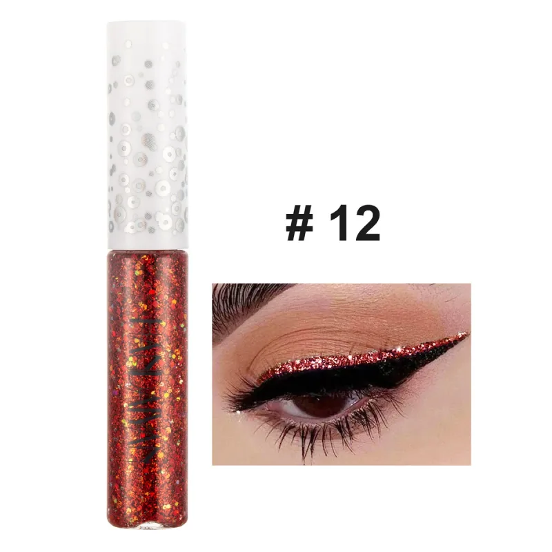 12 Colors Shiny Eye Liners Pigment Silver Rose Gold Color Glitter Liquid Eyeliner Metallic Colorful Makeup For Women — image 11