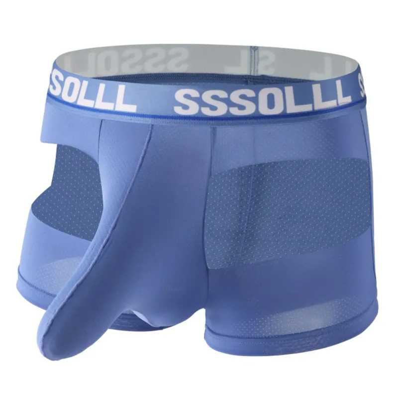 Men Breathable Mesh Boxer Shorts Soft Flat Corner Elephant Nose Trunks Underwear For Daily Wear Classic Letter Print Panties — image 11