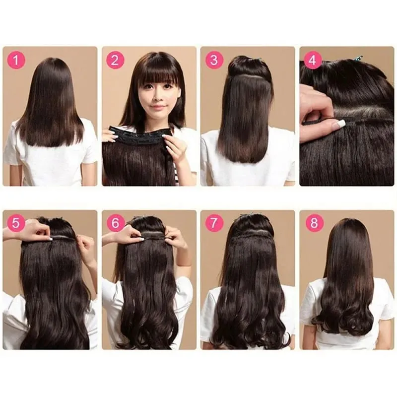 18Inch Synthetic Long Curly Hair Extension One Piece Highlight Rainbow Clip In Hair Extensions Fashion Hairpiece for Women — image 6