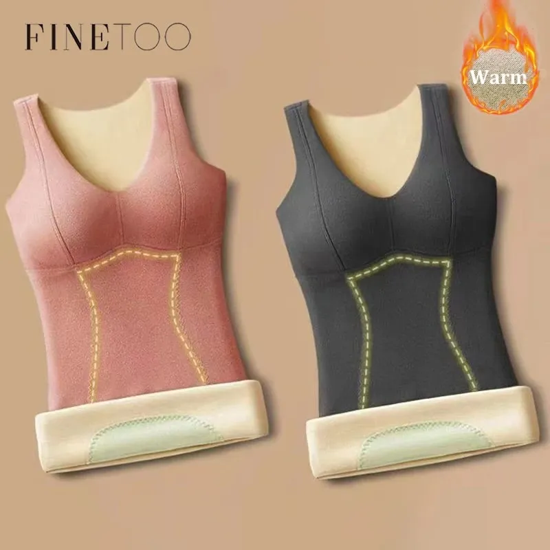 Winter Fleece Thermal Vest for Women Thickened Thermo Lingerie Seamless Soft Warm Inner Wear Female Undershirt With Bra Padded — image 2