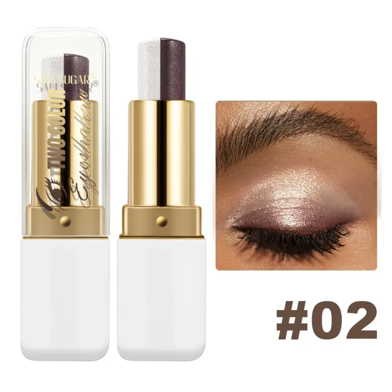 Long Lasting Two Tone Eyeshadow Stick Waterproof Smudgeproof Shimmer Highlighter Blendable Eye Contour Makeup Cosmetic — image 10