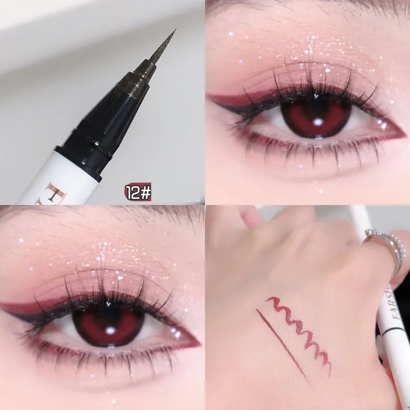 12 kolorów wodoodporny eyeliner w pisaku bardzo cienka końcówka eyeliner w płynie długotrwały eyeliner szybkoschnący kolorowy makijaż na cosplay — image 8
