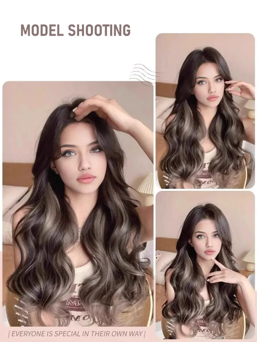 Synthetische 5 Clip 50 cm farbige Haarverlängerungen, Wasserwellen-Perücke, rosa Perücke, graue Perücke, Clip-on-Haarverlängerungen, Weihnachten — image 7