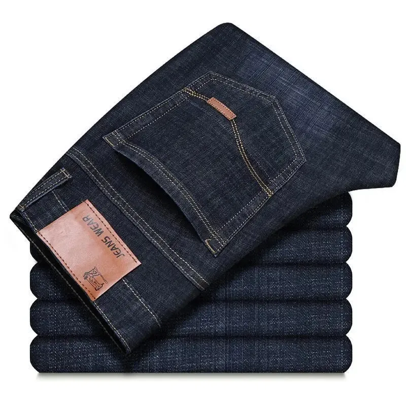 2025 New Autumn Classic Men's Fitted Stretch Jeans High-end Blue Black Casual All-Match Pants Straight Leg Men's Pants — image 4