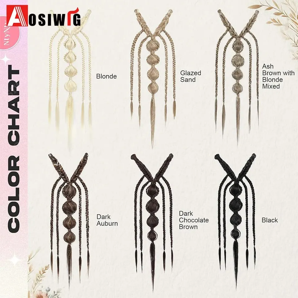 Bohemian BB Clip Braided Hair Extension Bubble Braid Hair Pin Handmade Braid Hair Piece Vintage Wedding Hair Accessories For Wom — image 4