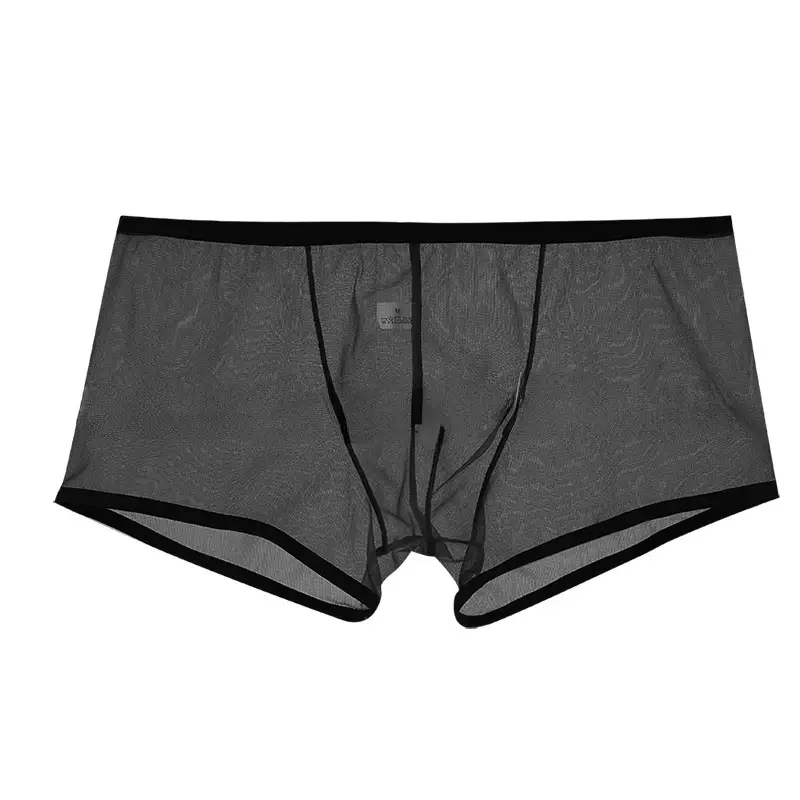 Celana Boxer Ultratipis Tembus Pandang Pria Celana Pendek Pakaian Dalam Kantong Cembung U Celana Dalam Jaring Rendah Naik Transparan Celana Dalam Qucik-kering