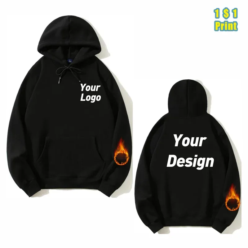 Cetakan Fesyen Hoodie Berkualiti Tinggi Logo Tersuai Kumpulan Peribadi Jenama Sulaman Lelaki dan Wanita Tebal 100 % Kapas Pullover Bulu — image 5