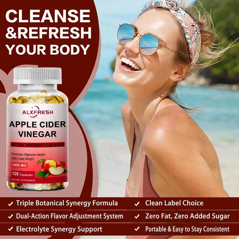 Apple Cider Vinegar Capsules Flat Belly Weight Management Digestion Detox Metabolism Burn Fat Appetite Suppressant — image 2
