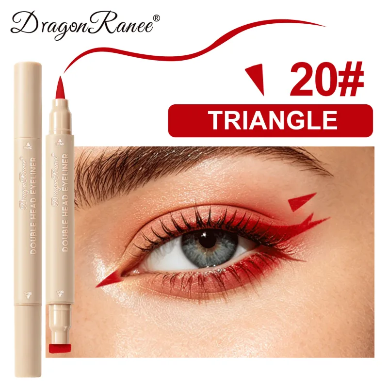 Double-ended Love Star Butterfly Liquid Eyeliner Waterproof Smudge-Proof Quick Drying 2 in 1 Colorful Stamp Eye Line Pen Makeup