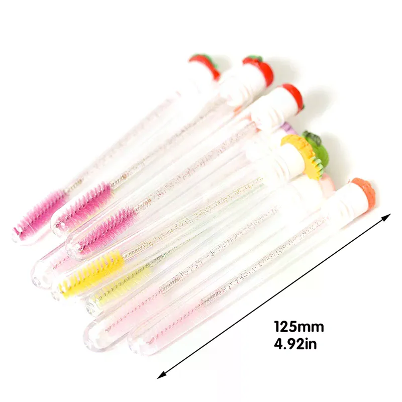 10PCS/Set Fruit Collection Mascara Brush Reusable Lash Brush Tube Spoolies Lash Extension Brushes Applicators Makeup Tools