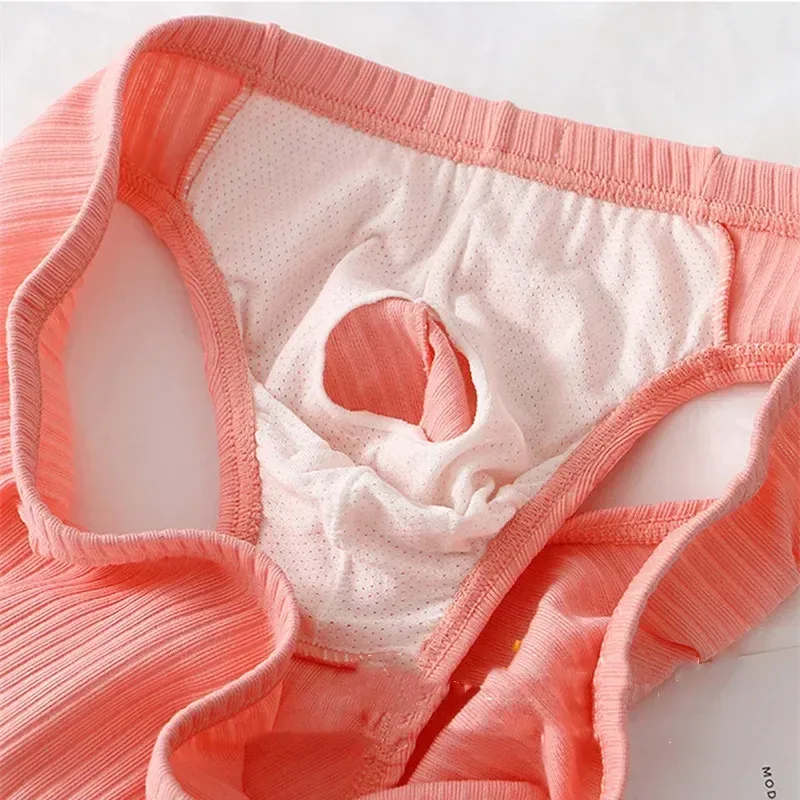 Men's Ribbed Cotton Separate Pouch Briefs Breathable Low Rise Soft Stretch Underwear Panties 1PC — image 24
