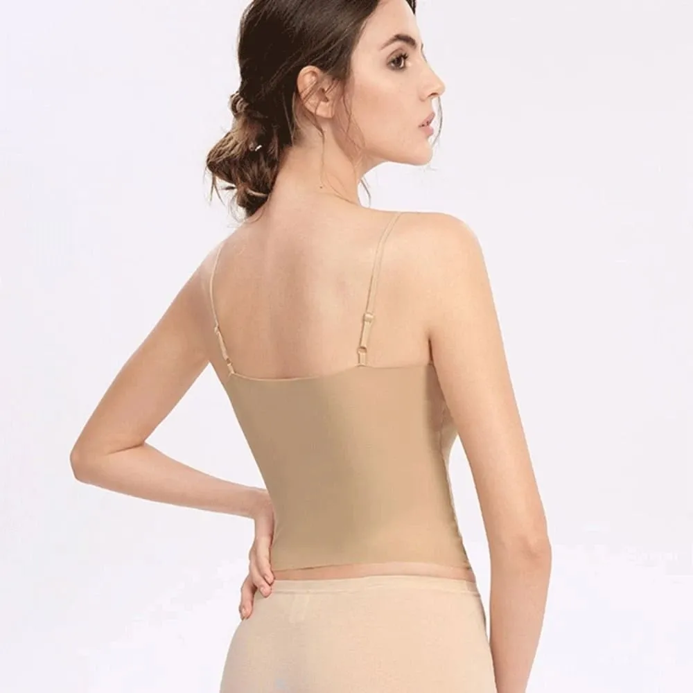 Thin Ice Silk Traceless Sling Tank Top Bralette Crop Tops Strap Skinny Vest Tops Solid Color Slim Fit Sleeveless Camisole Women — image 4