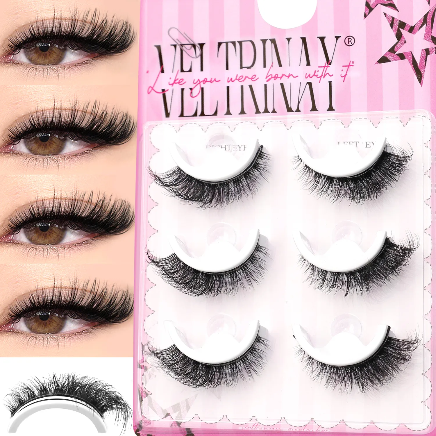 NO Glue Strips Lashes Natural Half Lashes Clear Band Short False Eyelashes Replaceable Eyelash Strips Eye Makeup