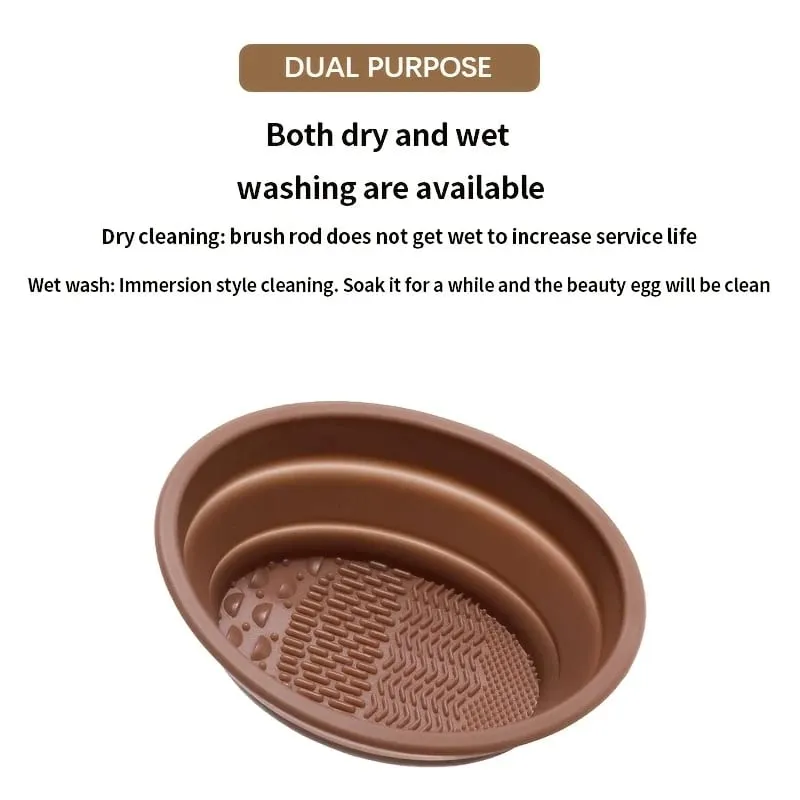 1 piece of foldable silicone makeup brush cleaner; Reusable; Portable cleaning tool suitable for makeup brushes and powder puffs — image 6