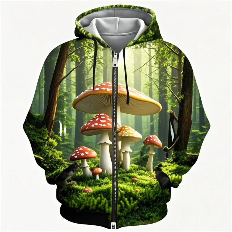 Mushroom 3D Print Zipper Hoodie Men Women Casual Fashion Hooded Sweatshirts Male Oversized Tracksuit Hoodies Man Coat Clothing — image 8