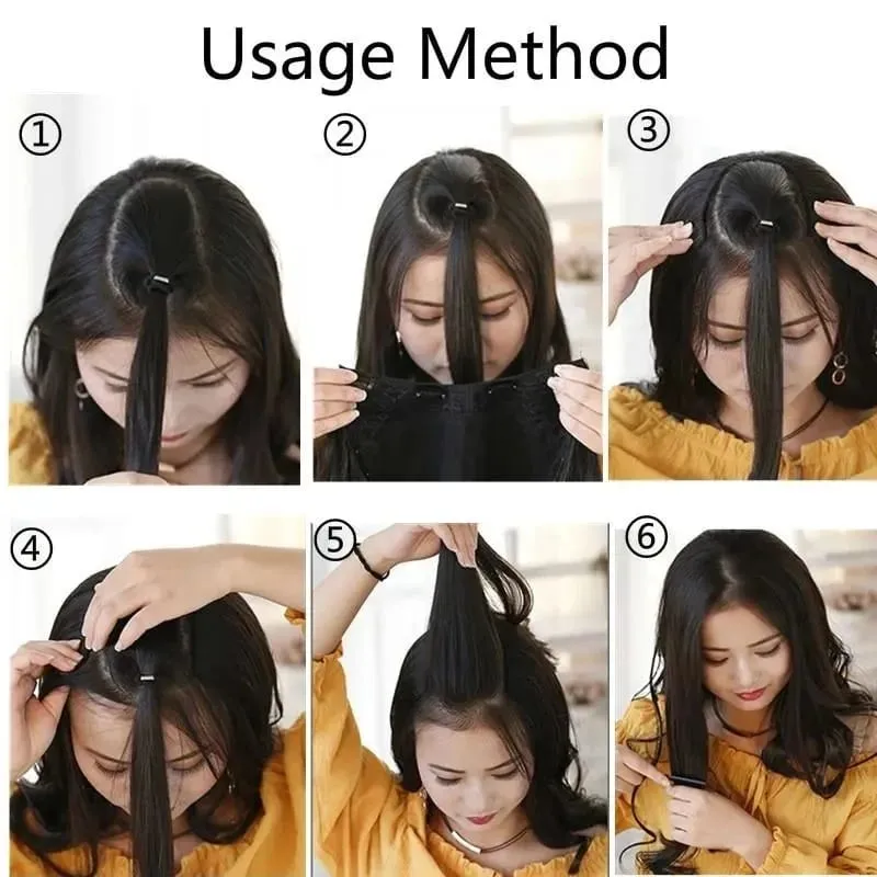 22Inch Synthetic Long Curly Hair Extension 4 Clips V-shape Natural Brown Black Hairpiece for Women — image 7