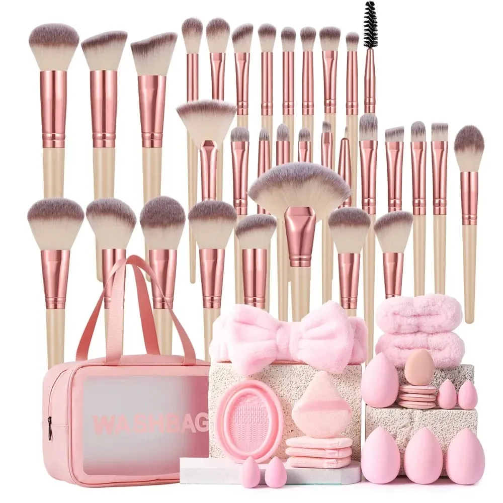 53PCS Makeup Tools:1PC cosmetic bag+32PCS Makeup brush set+8PCS Makeup Sponges+8PCS Powder Puffs+4PCS Makeup Tools — image 1