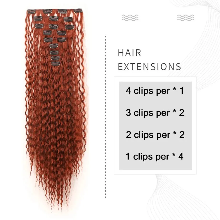 9pcs Clip in Hair Extensions 22 Inch Curly Wavy Hair Extension Loose Long Soft Synthetic Hairpieces for Women Daily Hairstyle — image 4