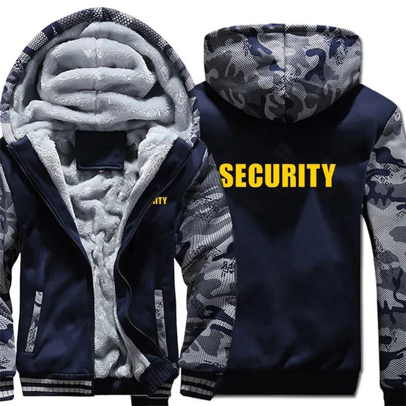 Security Hoodies Men Cool Winter Thicken Wool Liner Security Professional Work Clothes Sweatshirts Pullover Jacket — image 2