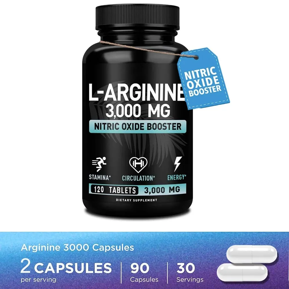 L Arginine 3000mg for Men Women Muscle Mass Supplement for Endurance Energy and Heart Health Support During Exercise Non-GMO — image 2