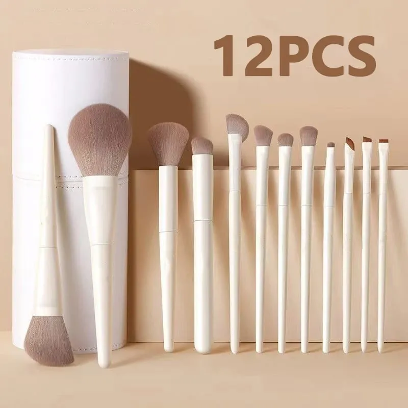 Soft Eye Makeup Brush Set for Beginners 12 Pcs Eyeshadow Blending Brushes Kit Vegan Synthetic Bristles Student Friendly Portable — image 1