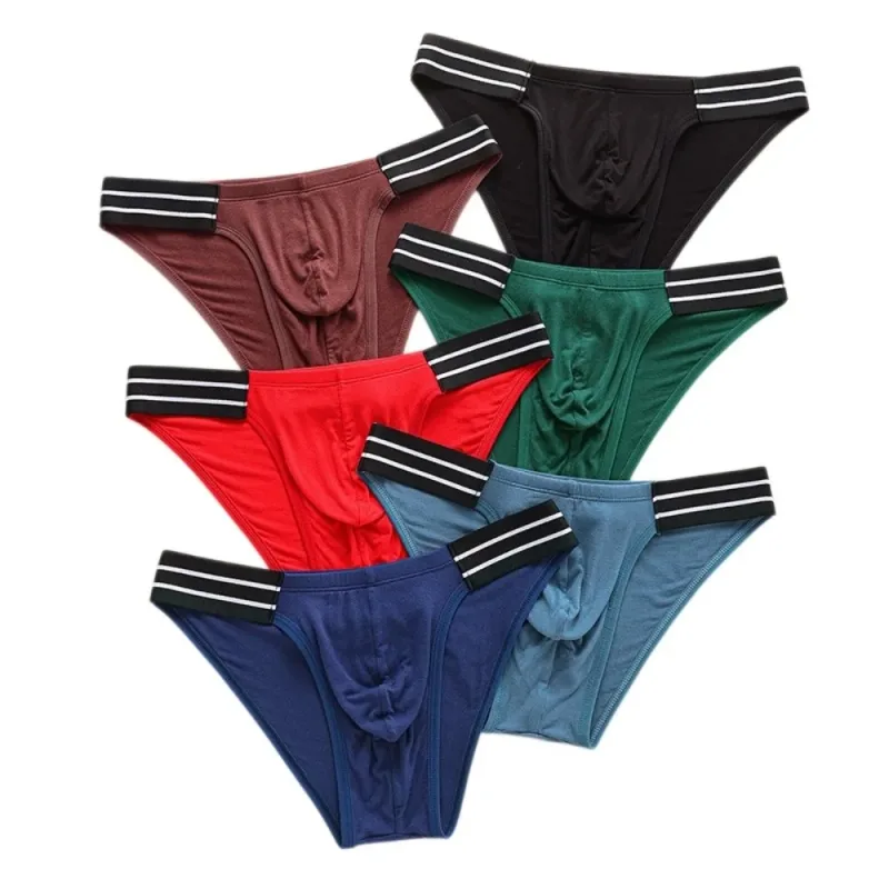 Underpants Lingerie Men's Triangle Panties Stripe Breathable Men Thin Briefs Mid Waist Large Size Underwear for Men Gifts — image 5