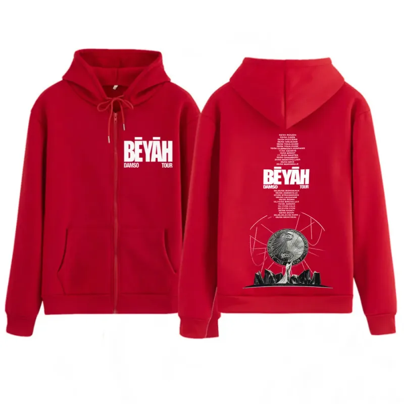 Singer Damso 2026 Tour Beyah Album Print Zip Up Hoodies Men Women Fashion Jacket Hip-Hop Gothic Punk Loose Zipper Sweatshirts — image 5
