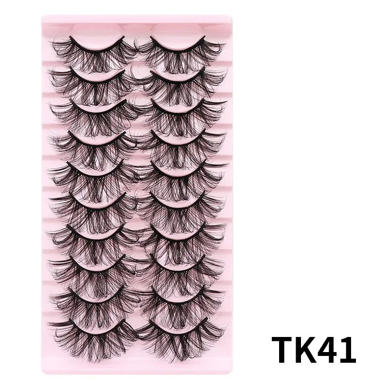 10 párů Russian DD Curl Bulk Fluffy Strip Lashes Přírodní měkké umělé řasy Opakovaně použitelné ručně vyrobené řasy pro každodenní a párty — image 24