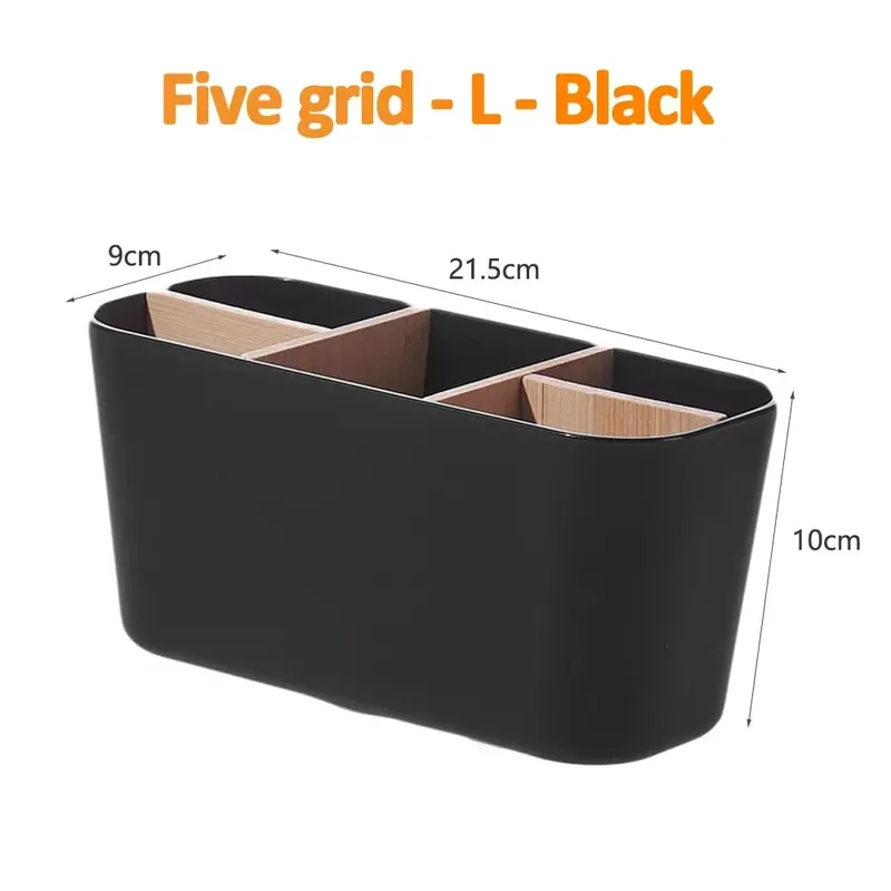 Makeup Brushes Holder with Bamboo 5 Slots Dividers Multipurpose Makeup Brush Comestic Tools Lipstick Desktop Storage Organizer — image 8