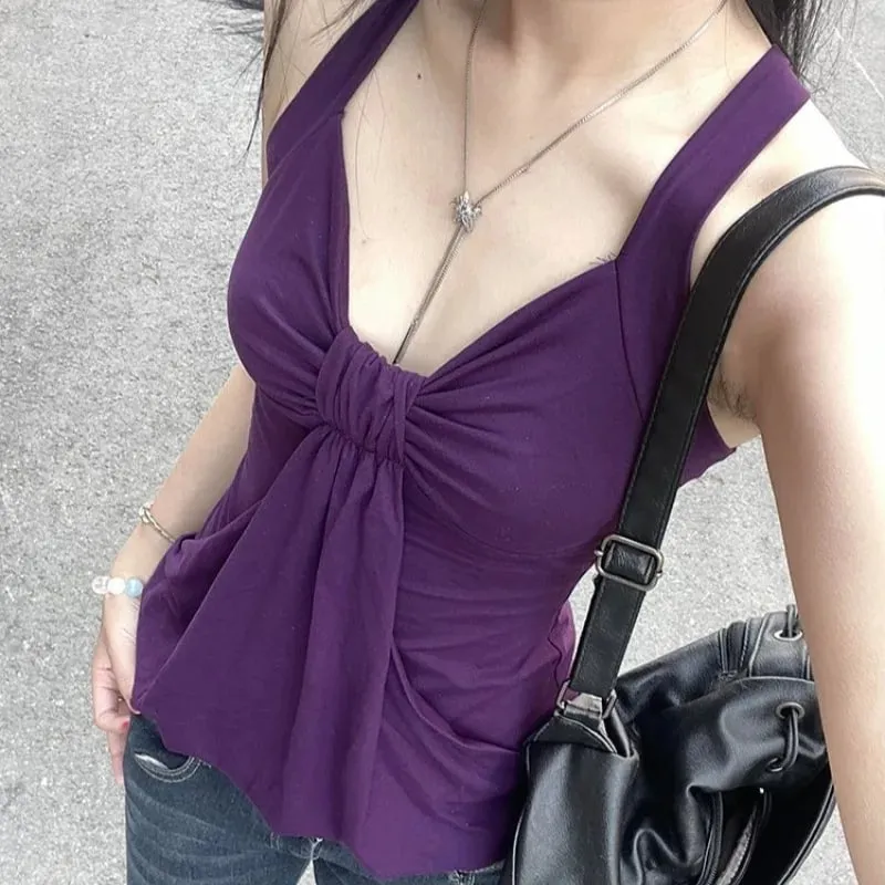 Red Black Stripe Halter Top for Women Sexy Hollow Out Backless Sleeveless Waist Cinched Camisole Summer Vintage Cosplay Costume — image 10