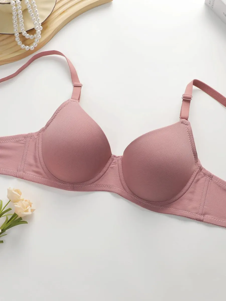 Solid Underwire Lingerie Set Underwear Panty Sets Women Push Up Bra with Steel Ring Intimates Underwear Suit