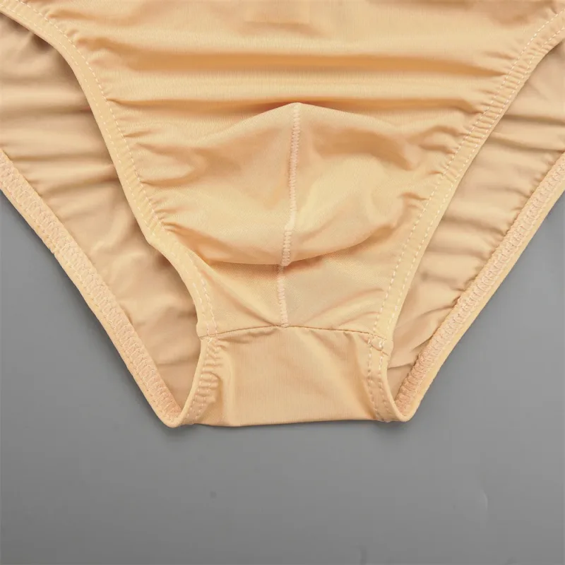 Thin Ice Silk Low Waist Men Briefs Solid Color Semi Transparent Underwear Plus Size Bulge Pouch Smooth Breathable Soft Panties — image 20