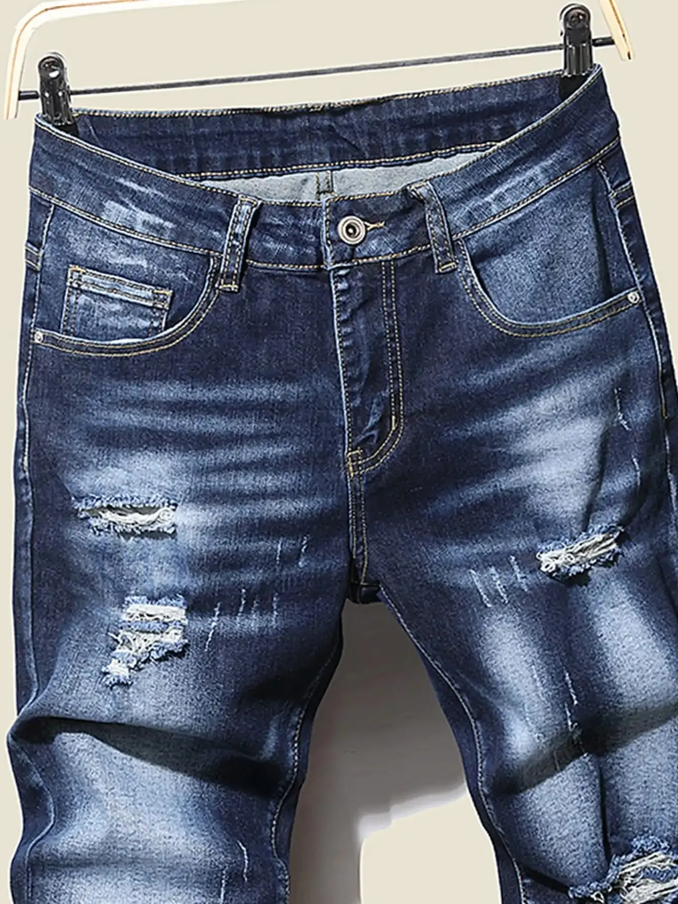 High Elasticity Men Jeans Stretch Denim Pants Male Slim Fit Straight Trousers Business Casual Comfortable Blue Jeans For Men