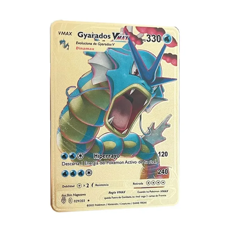 Pokemon Metal Cards in Spanish Pikachu Arceus Charizard DIY Trading Flash Card Anime Cartoon Gift — image 14