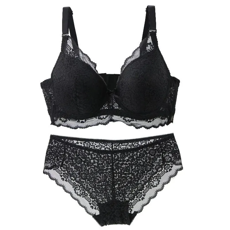 2024 Set Bra Baru Hitam Putih Kelabu Merah Biru Beige 34/75 36/80 38/85 40/90 42/95 44/100 Seluar Dalam BCDE Untuk Pakaian Dalam Wanita — image 2