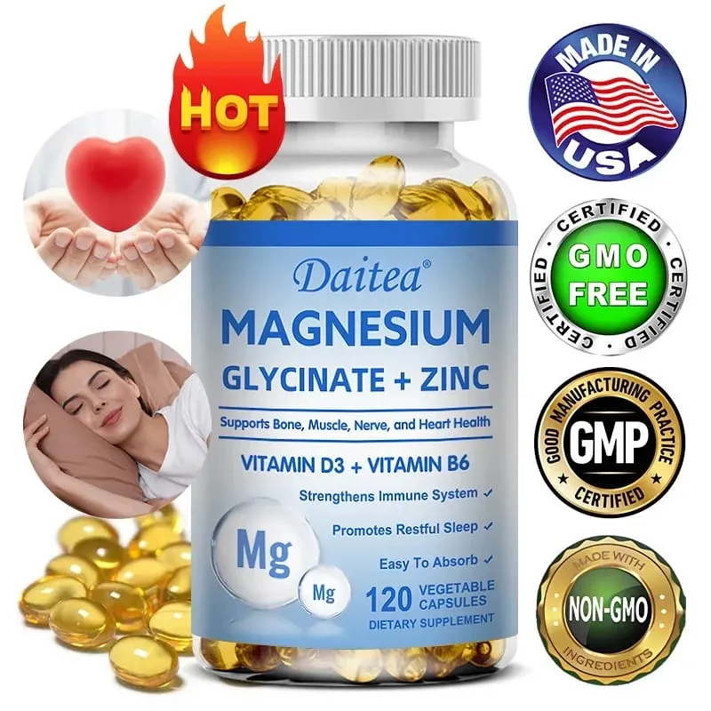 Daitea Magnesium Glycinate & Zink Kosttillskott - Bone Nerve Immune Support - Lämplig för män och kvinnor — image 3
