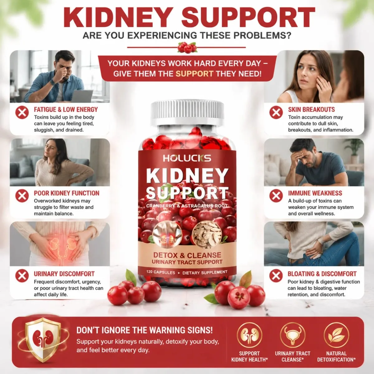 Kidney Cleanse Detox & Repair Supplement with Astragalus Root Cranberry Support Urinary Tract & Immune Health Daily Energy — image 3